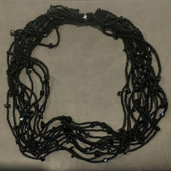 Vintage Black Onyx & Black Seed Bead Multi-Strand Necklace - Picture 8 of 15
